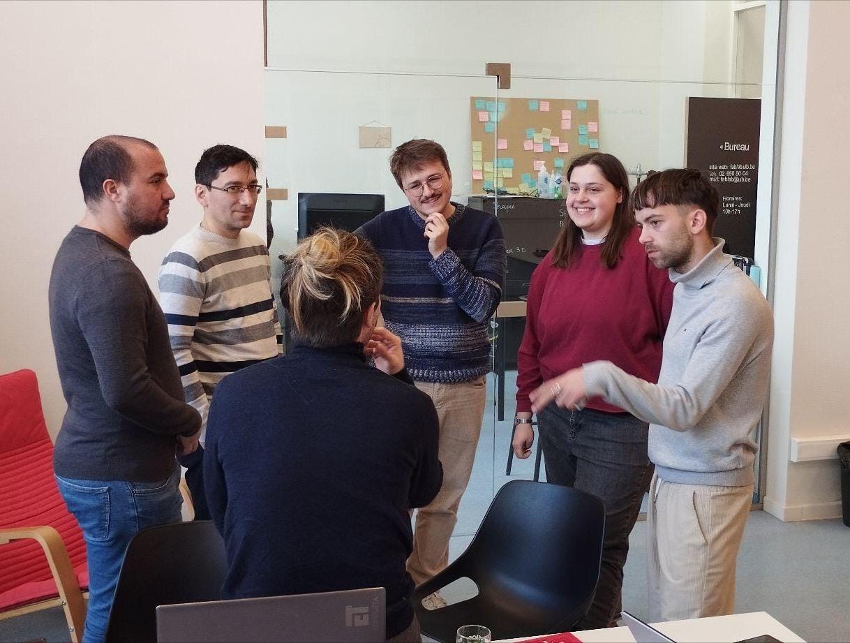 Doctoral students during FabAcademy at the Université Libre de Bruxelles.