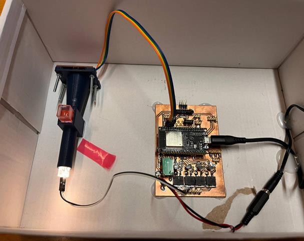 Prototipo de espectrofotómetro portátil de bajo costo construido por los doctorantes.